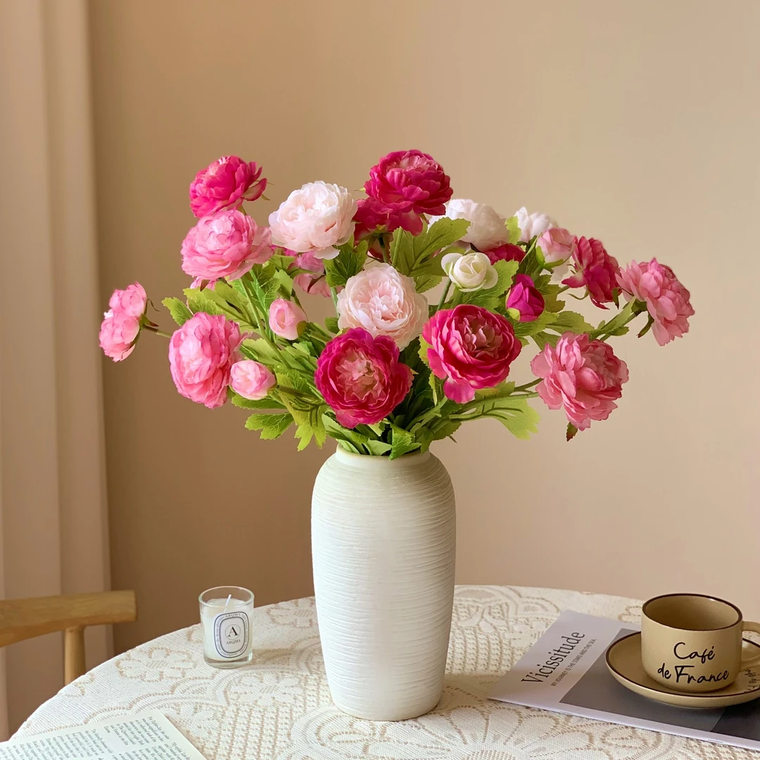 露莲仿真花重瓣花朵绢花假花客厅茶几餐桌装饰花艺摆件洋牡丹软装