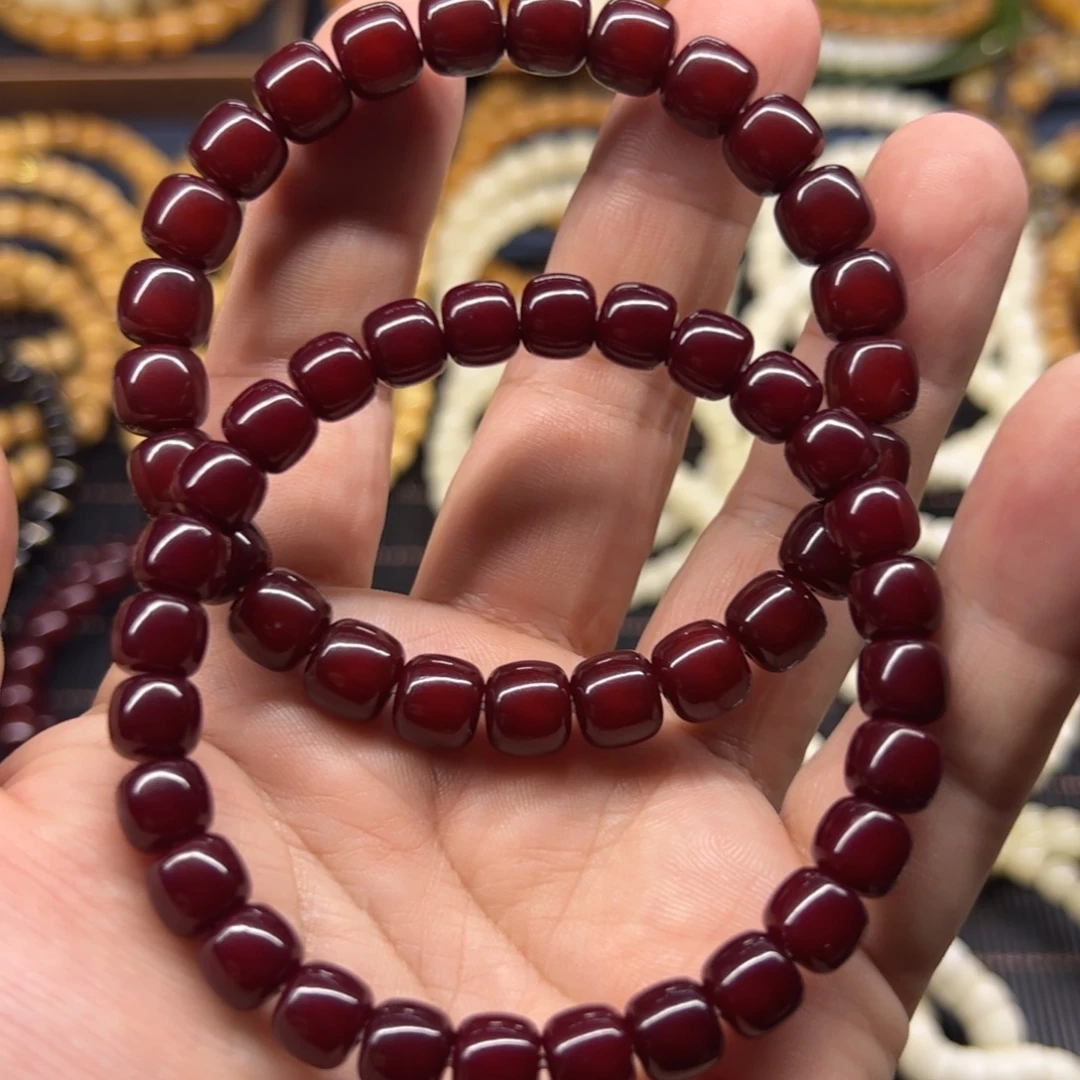 菩提根/象牙果手串古法朱砂供98