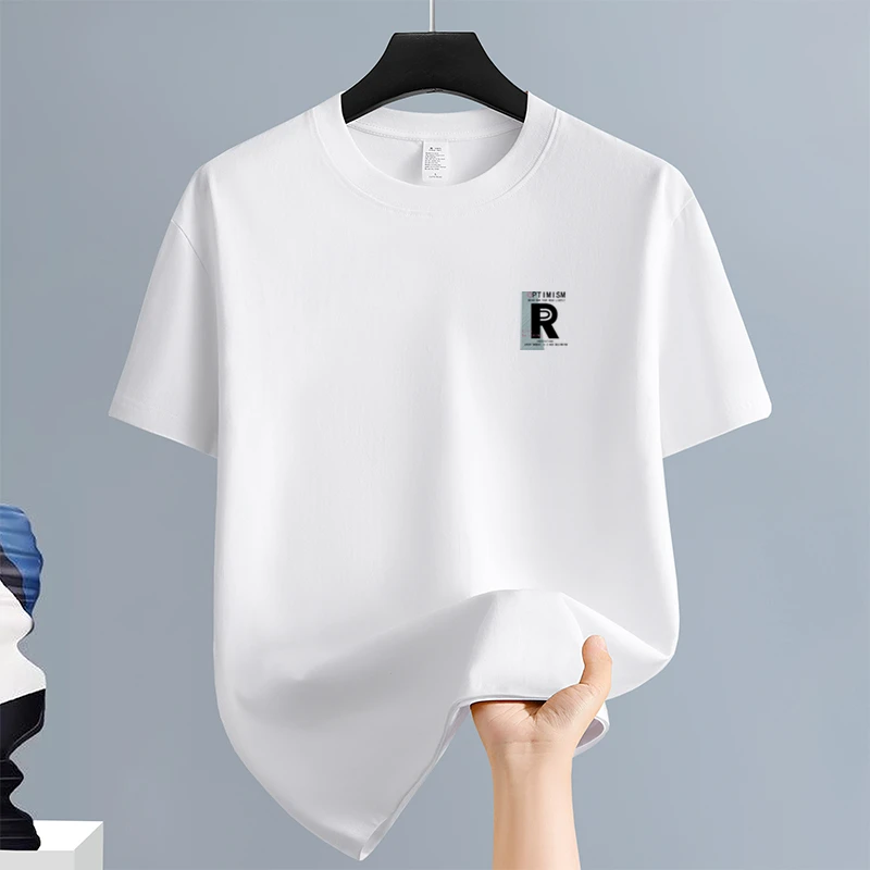 夏季纯棉短袖T恤男士圆领半袖简约百搭潮流宽松透气吸汗休闲上衣