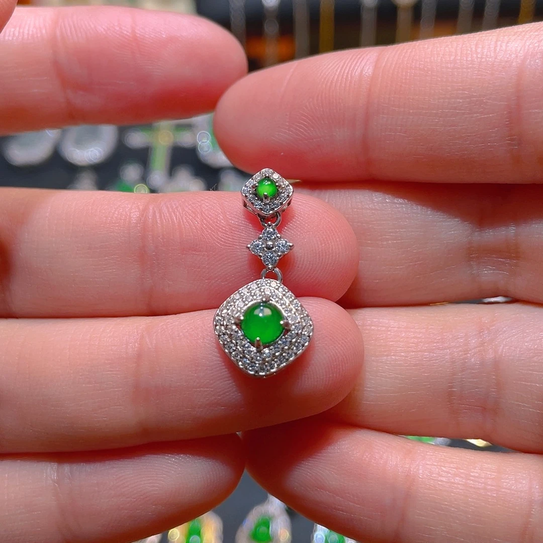 翡翠银S925镶嵌吊坠(不含链)