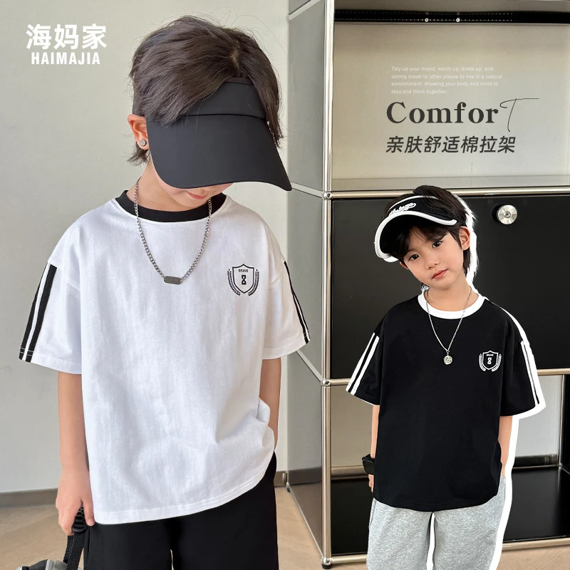 【重工棉拉架】男童新款运动短袖T恤韩版童装纯棉半袖潮|24ba09