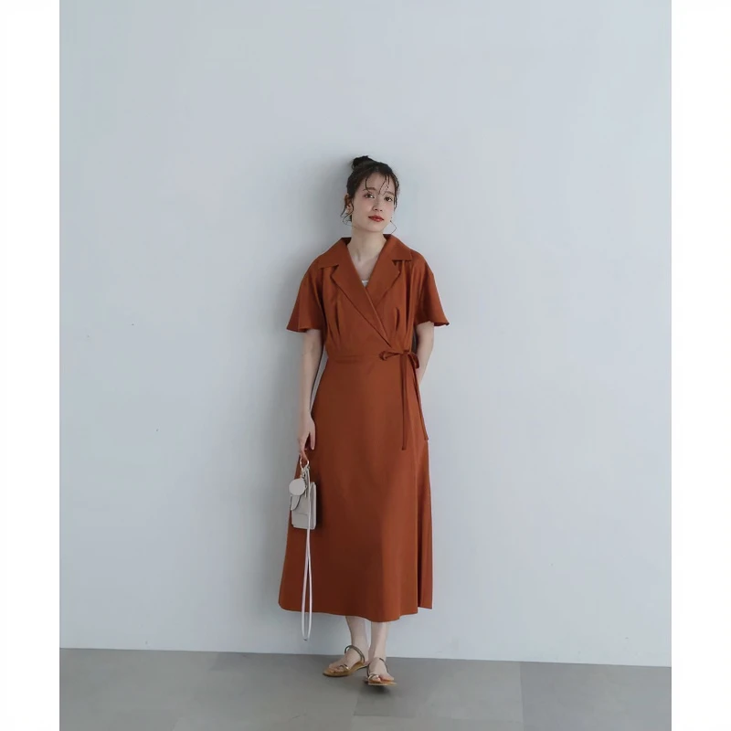 【Montendre】 夏季新款 N 气质时尚简约设计感纯色连衣裙显瘦高腰