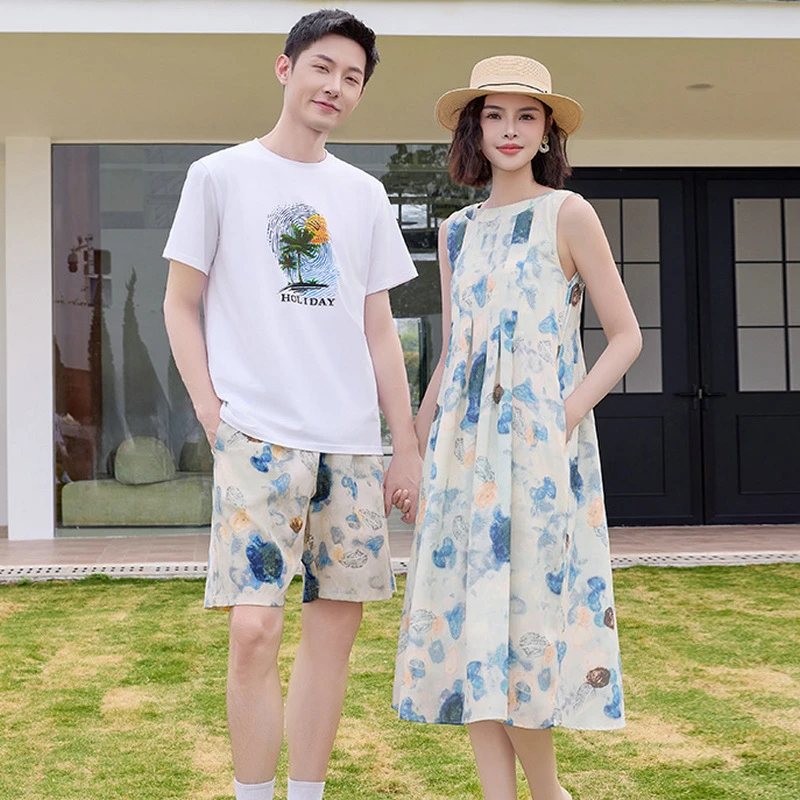 海边度假风情侣装高级感套装一衣一裙海岛出游穿搭夏装礼物连衣裙