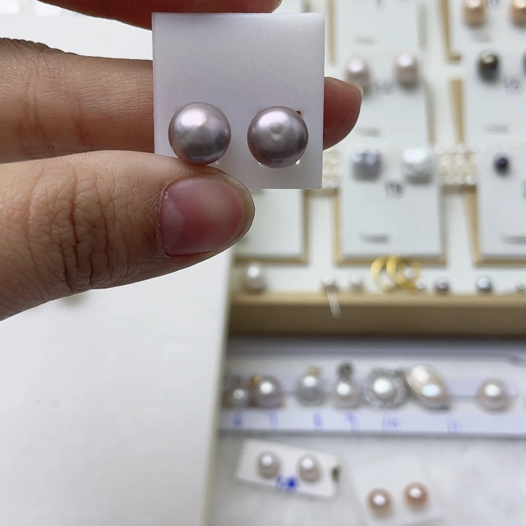 小***帽银S925镶嵌淡水珍珠耳饰