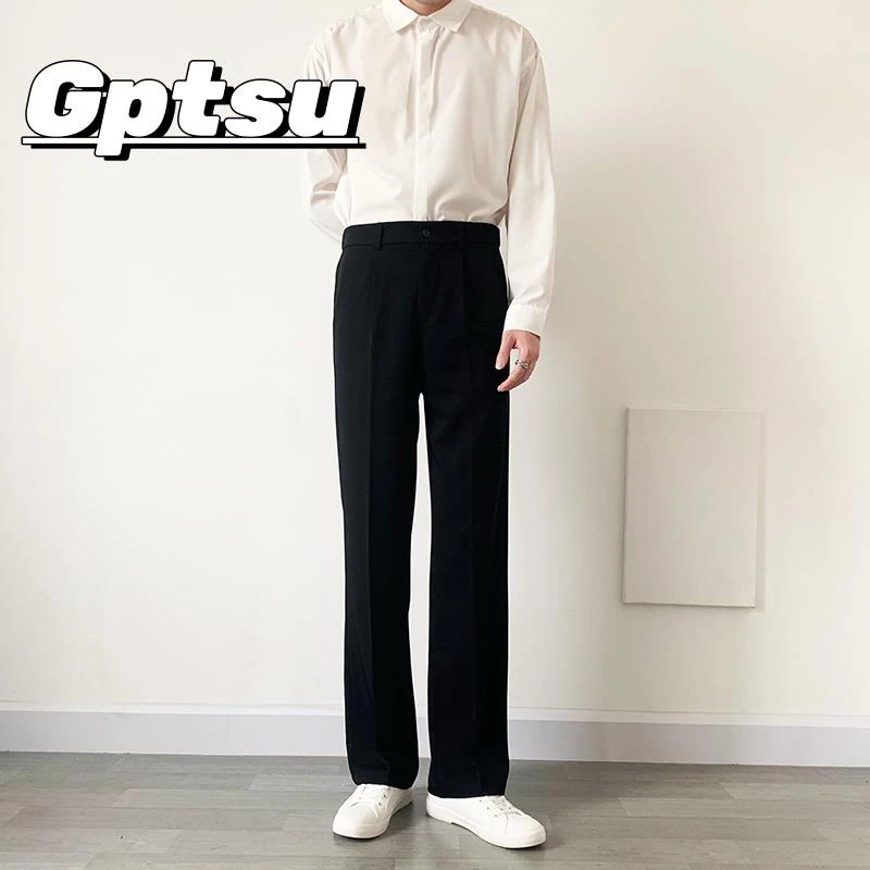 GPTSu秋季休闲西裤男宽松直筒韩版潮流坠感阔腿裤西装裤垂感裤子