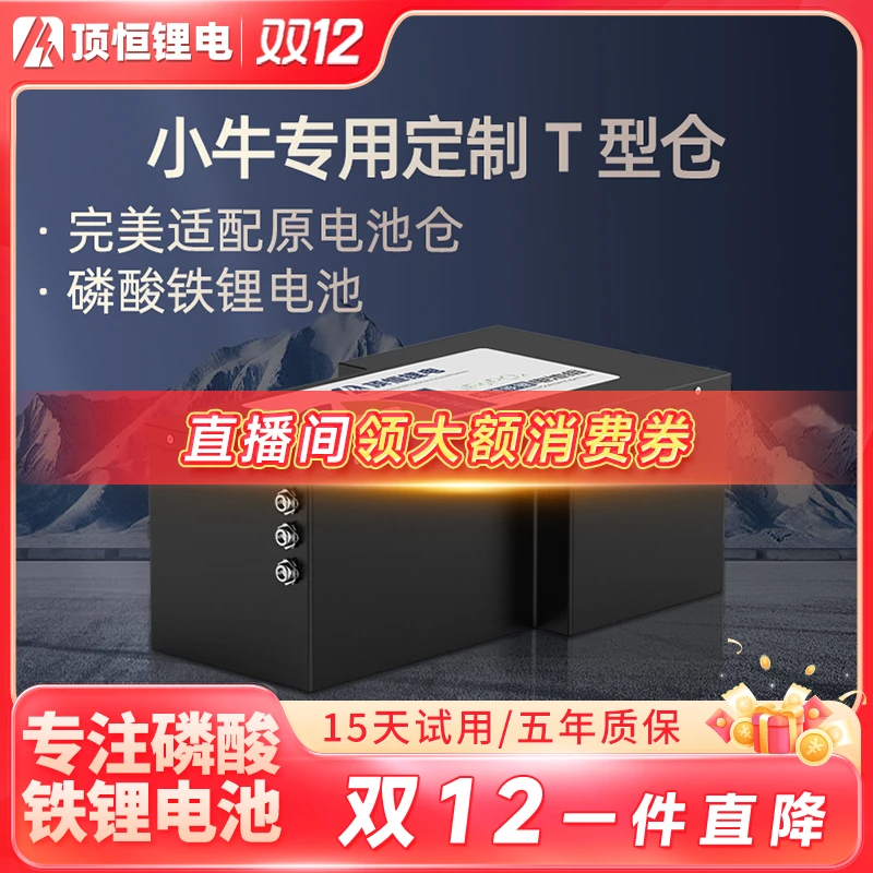 顶恒磷酸铁锂电池小牛热门t型仓专用适配原t形二轮电动车锂电池
