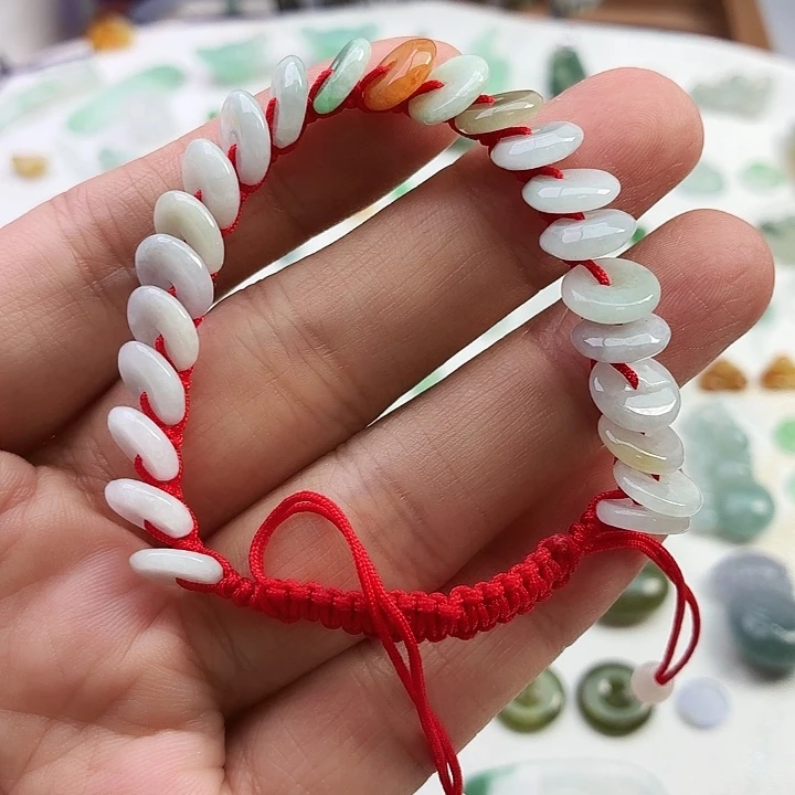 翡翠未镶嵌颈饰平安扣手绳