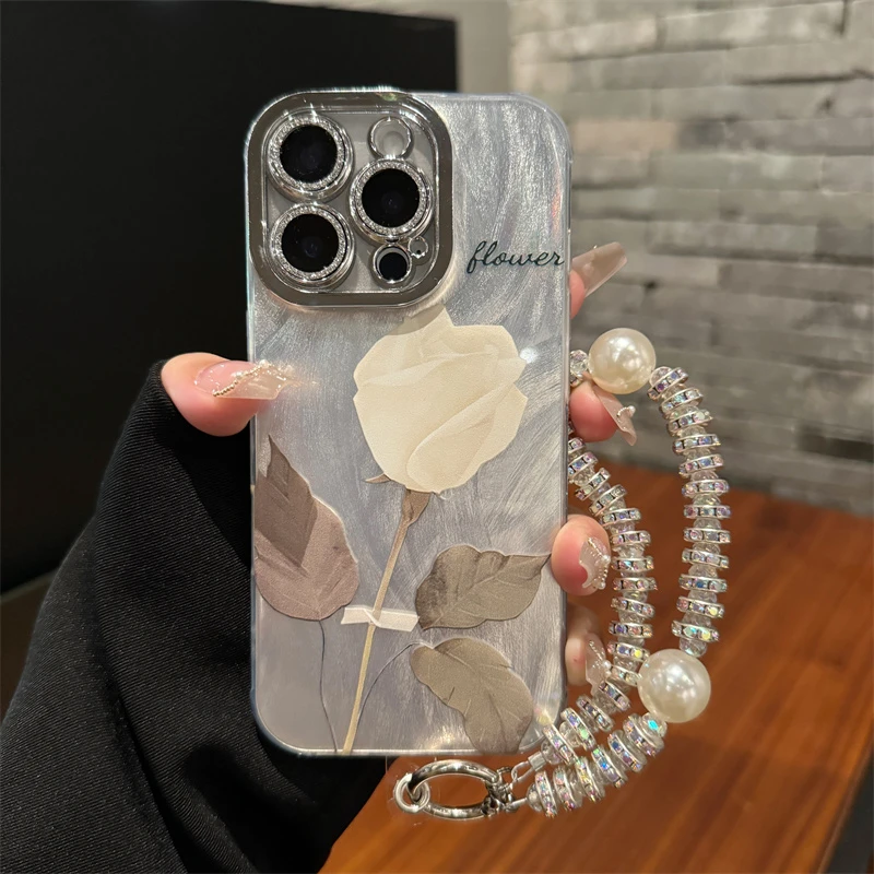 玫瑰花适用苹果16Promax手机壳iphone15女软13镜头膜14链条12华为