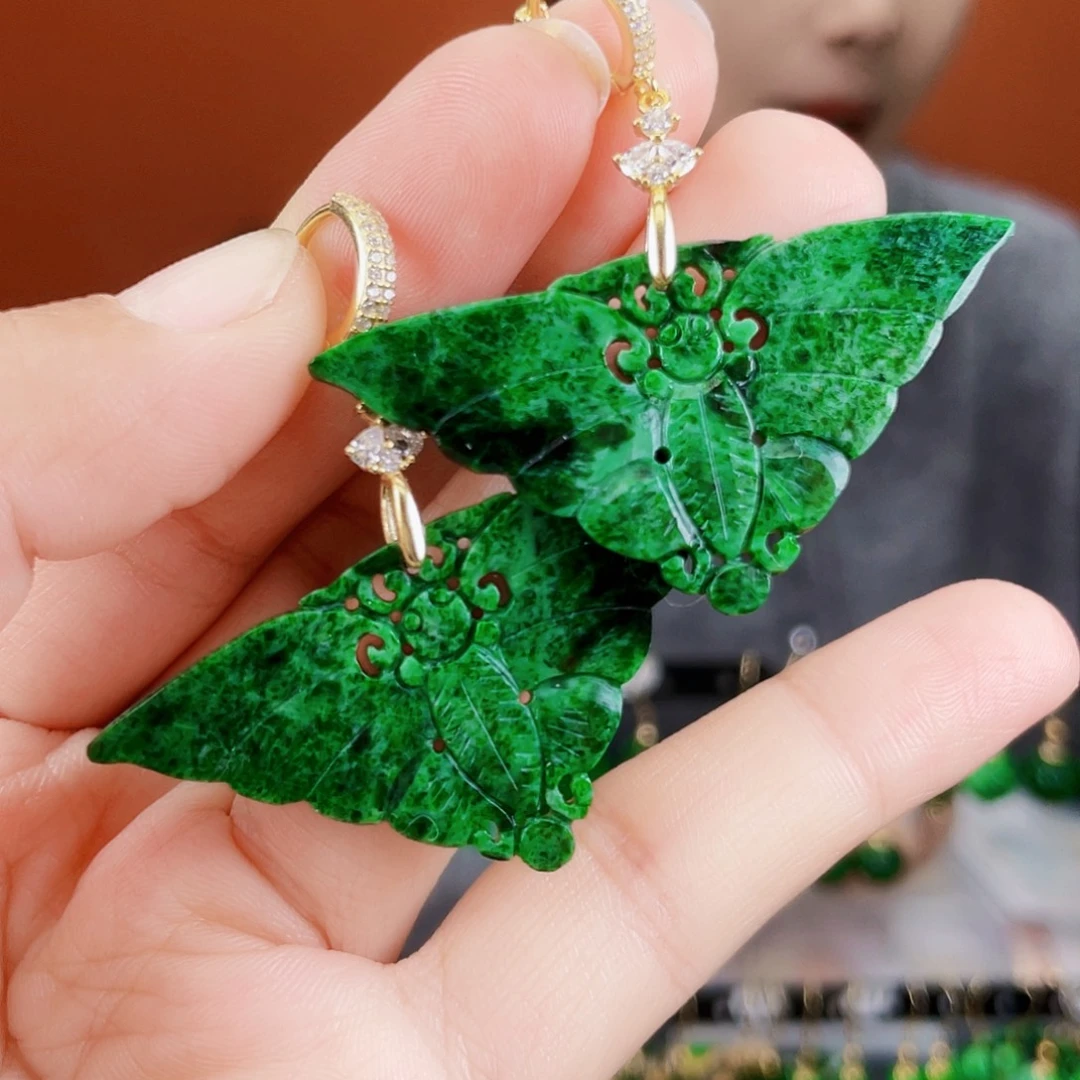 翡翠银S925镶嵌耳饰