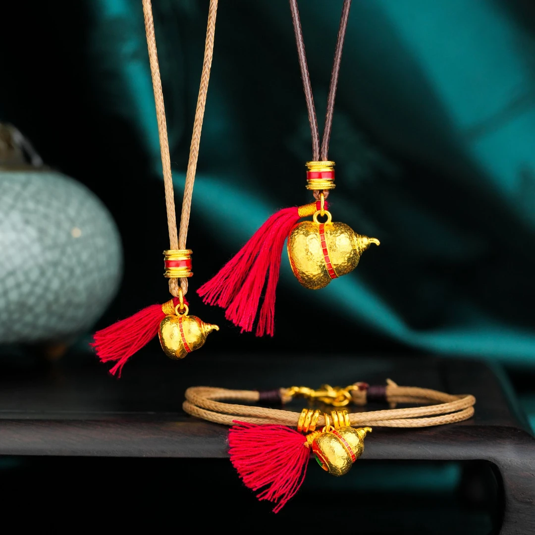 ZOCAI/佐卡伊【传世之美】古法黄金吊坠珐琅彩福禄葫芦挂坠计价