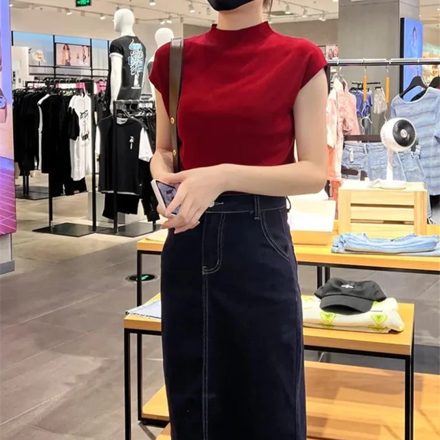 针织短袖T恤女针织衫上衣夏薄2024年新款韩版宽松打底衫外搭罩衫