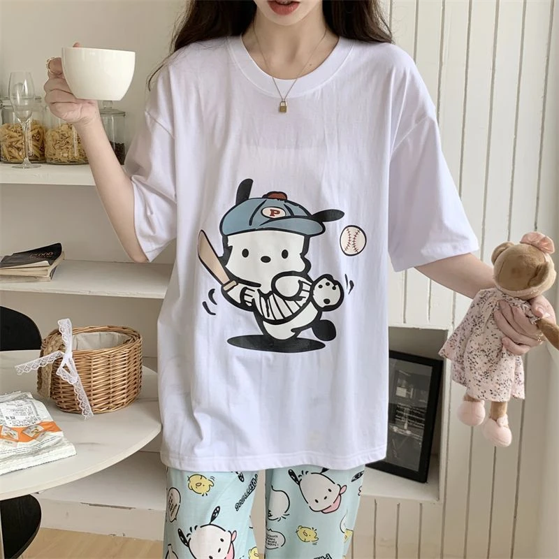 399#短袖长裤帕恰狗纯棉睡衣女新款卡通家居服