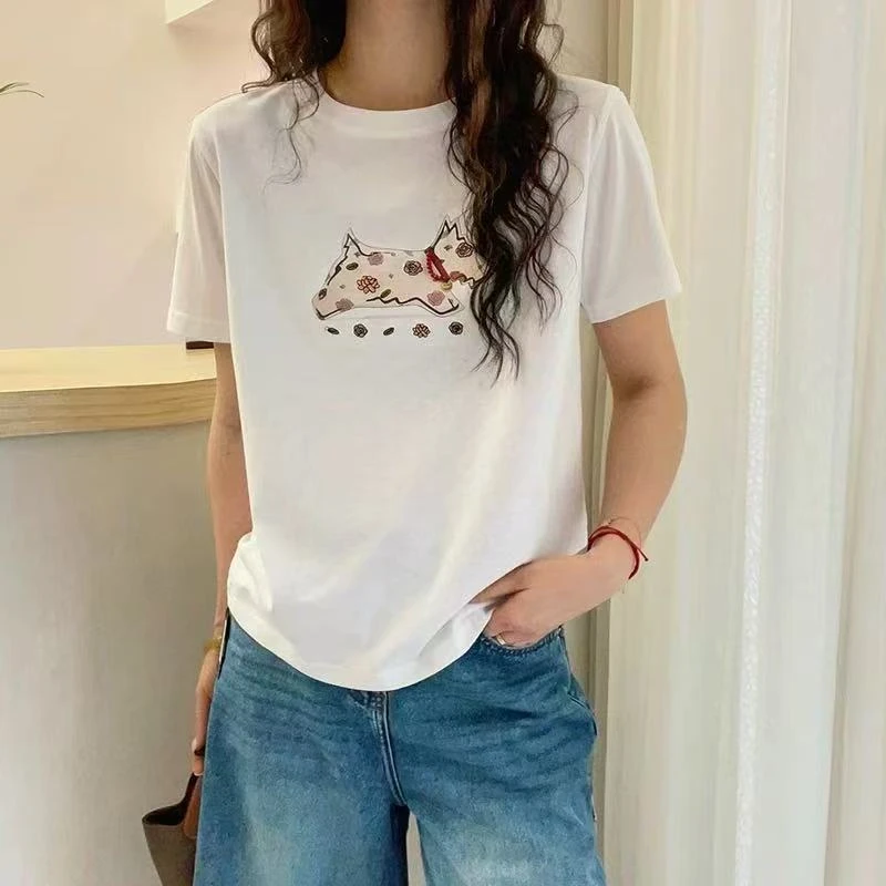 88606玫瑰花刺绣款高品质半袖（以直播间实物为准)