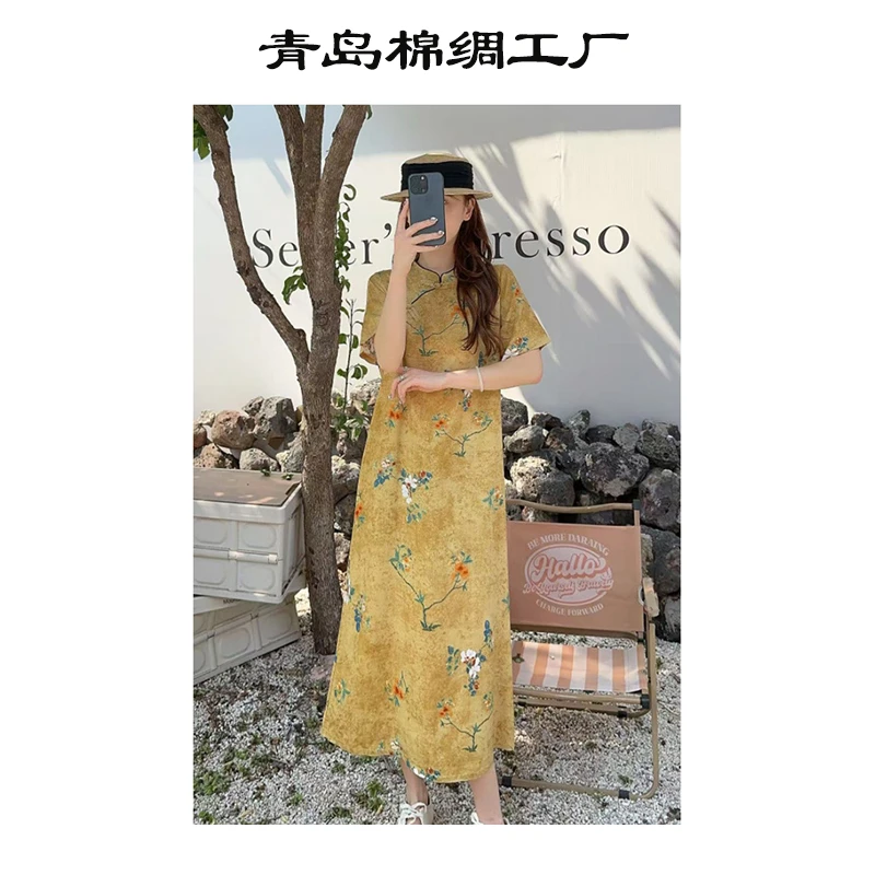 【山茶画卷】新中式旗袍2025年新款时尚改良版少女感连衣裙-FC6163