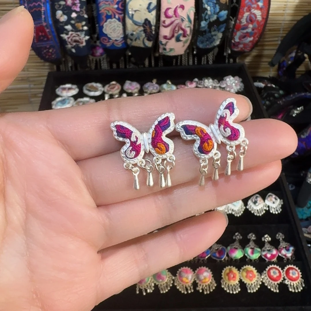 织绣民族风刺绣耳环