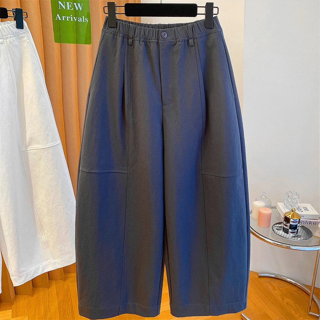 高级感休灰色闲阔腿裤女2025新款秋季宽松百搭九分裤香蕉裤弯刀裤