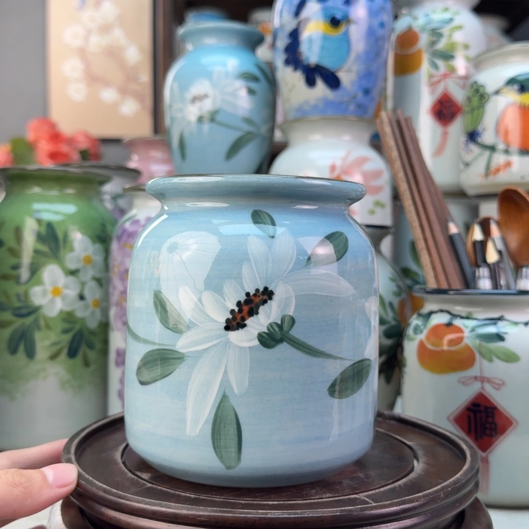 景德镇陶瓷手绘花瓶无孔