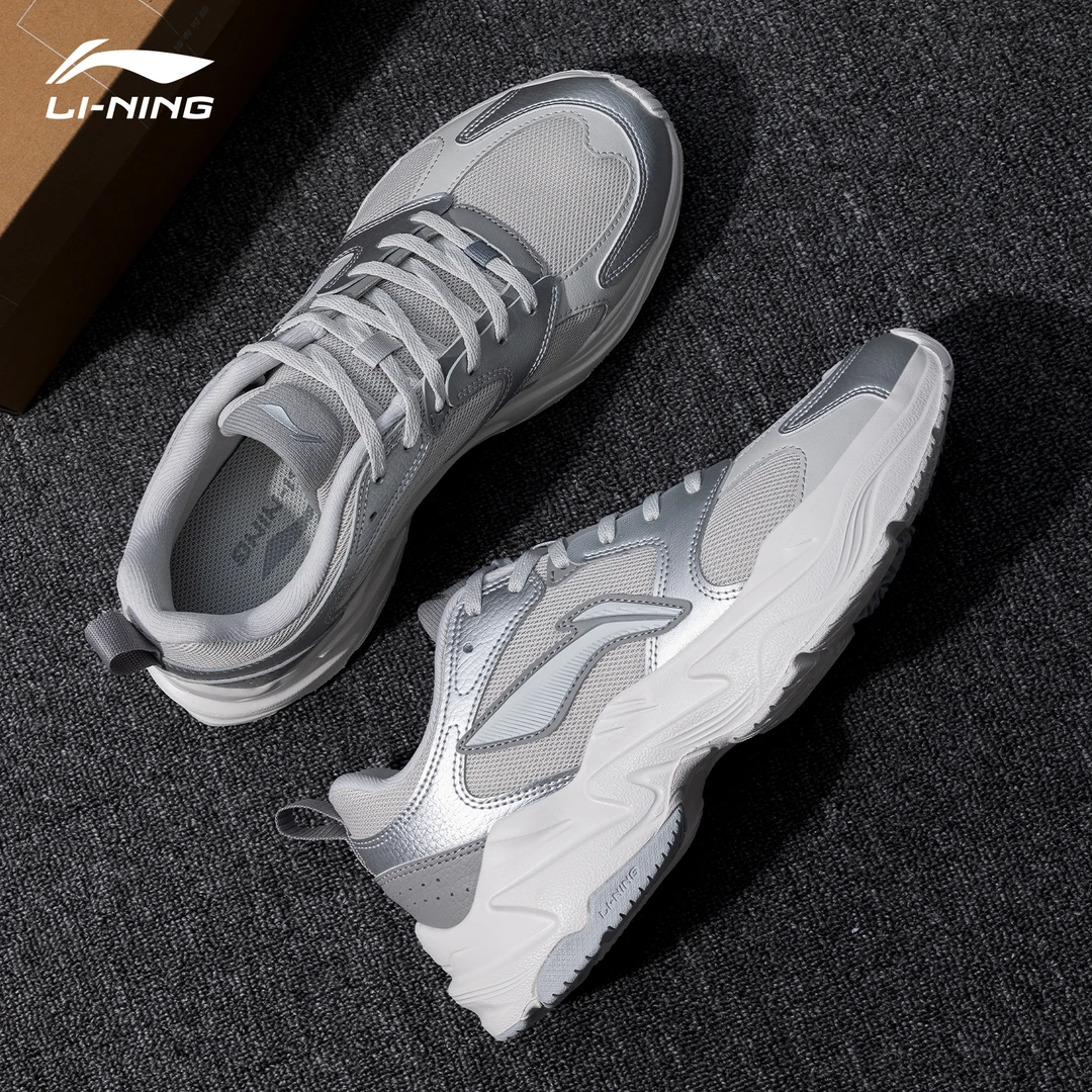 李宁脉冲男款老爹鞋时尚复古2025夏季厚底增高舒适活力时尚休闲鞋