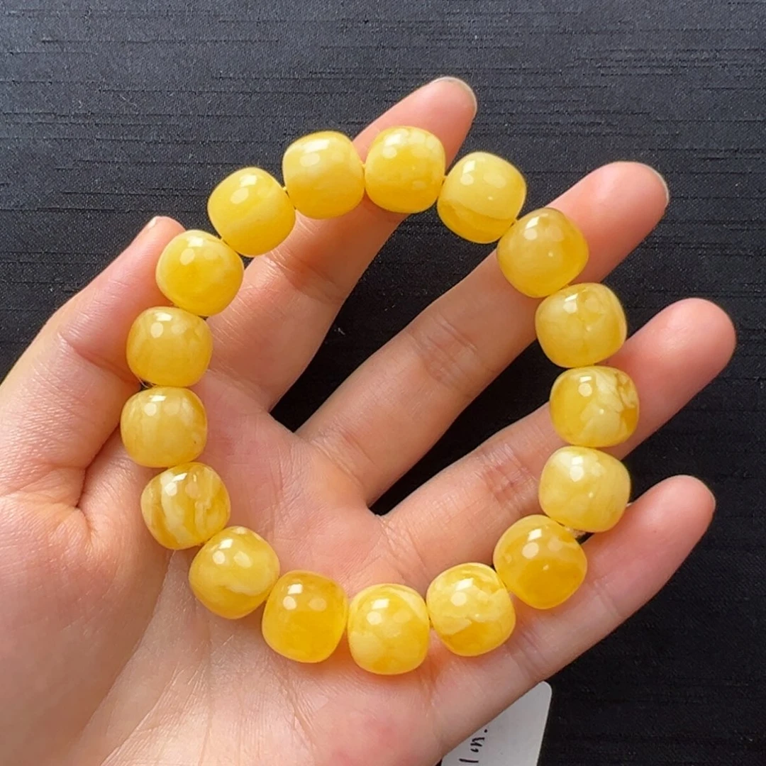 未镶嵌琥珀裸石焦皮同料手串12×11mm