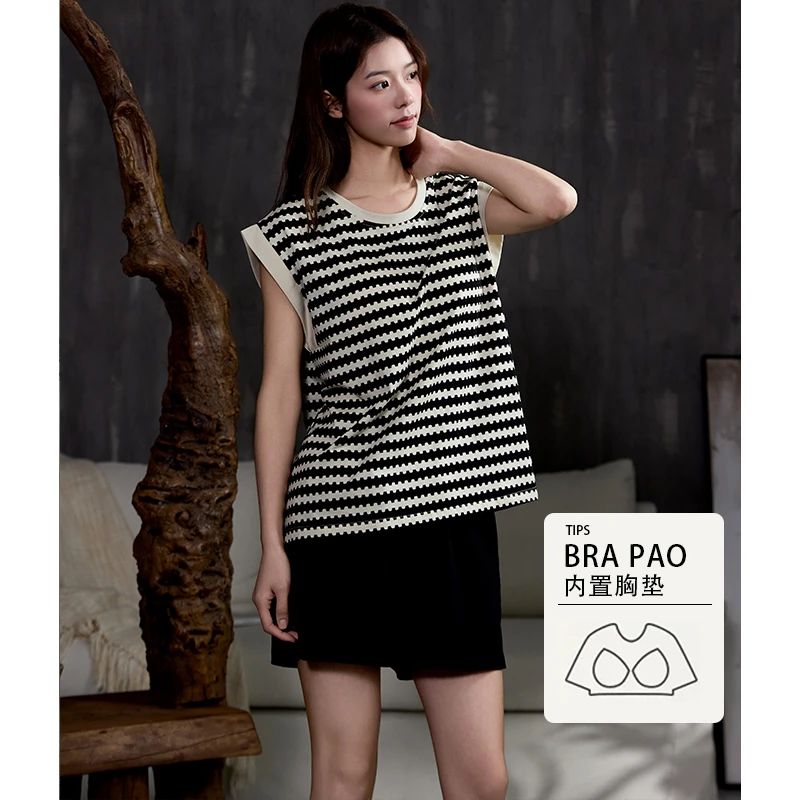 带胸垫睡衣女纯棉夏季宽松大码2025新款背心短裤无袖家居服可外穿