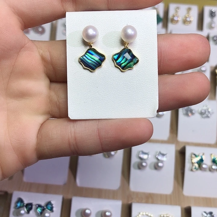 淡水珍珠耳饰银S925镶嵌