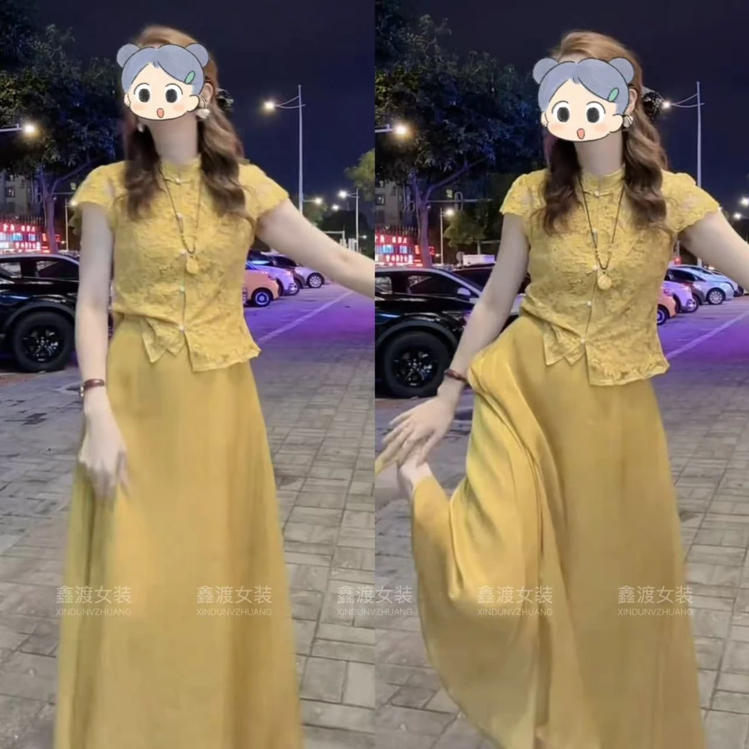 2025夏季新款时尚显瘦气质女士网红洋气两件套百搭款D9324