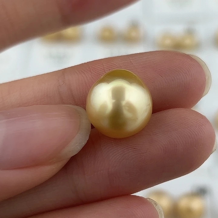 定制海水珍珠未镶嵌裸珠12-13 金珠
