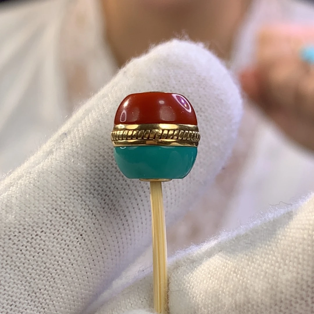 绿松石珠宝奇石18K金镶嵌