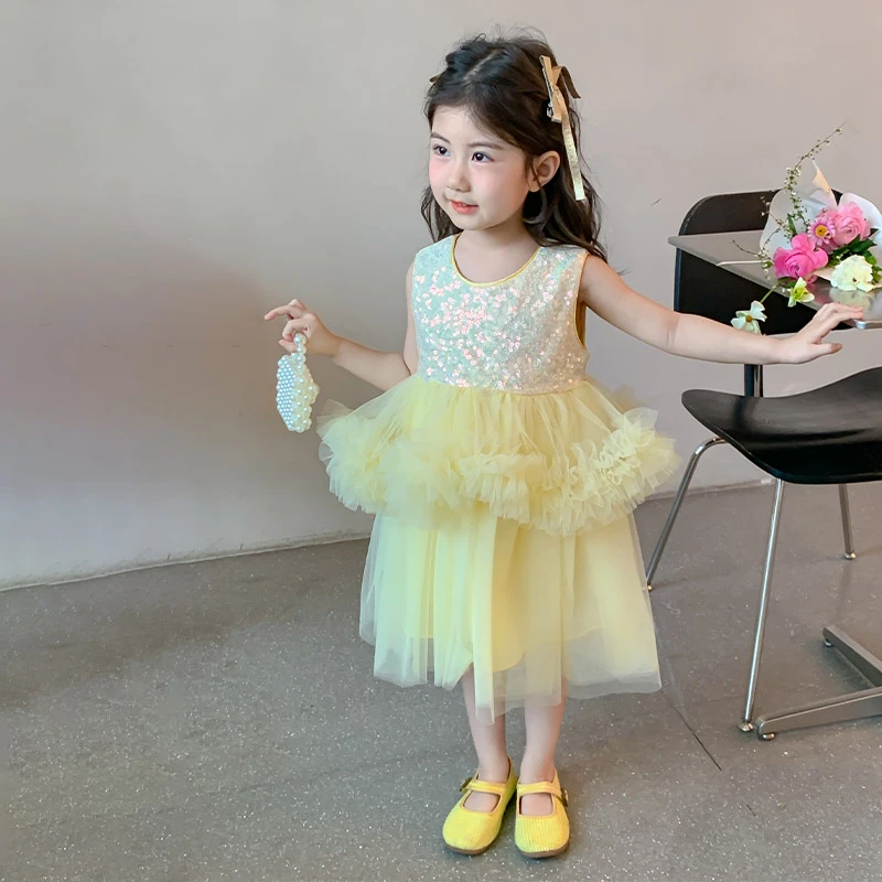 女童连衣裙夏季2025新款洋气宝宝公主裙儿童夏装网纱吊带背心裙子