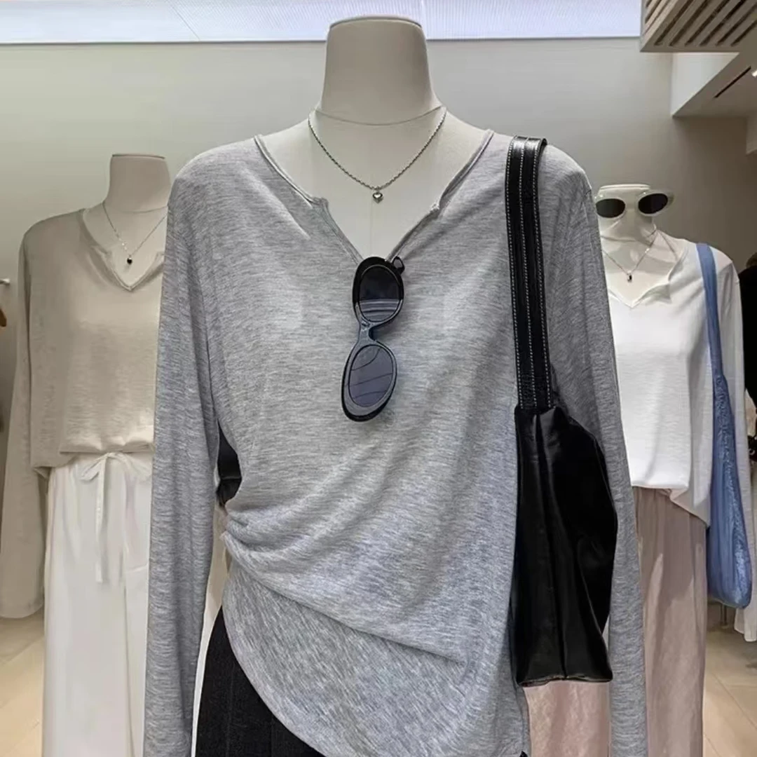 孕妇夏装2025新款防晒衫慵懒风V领透气纱网T夏季休闲上衣罩衫女