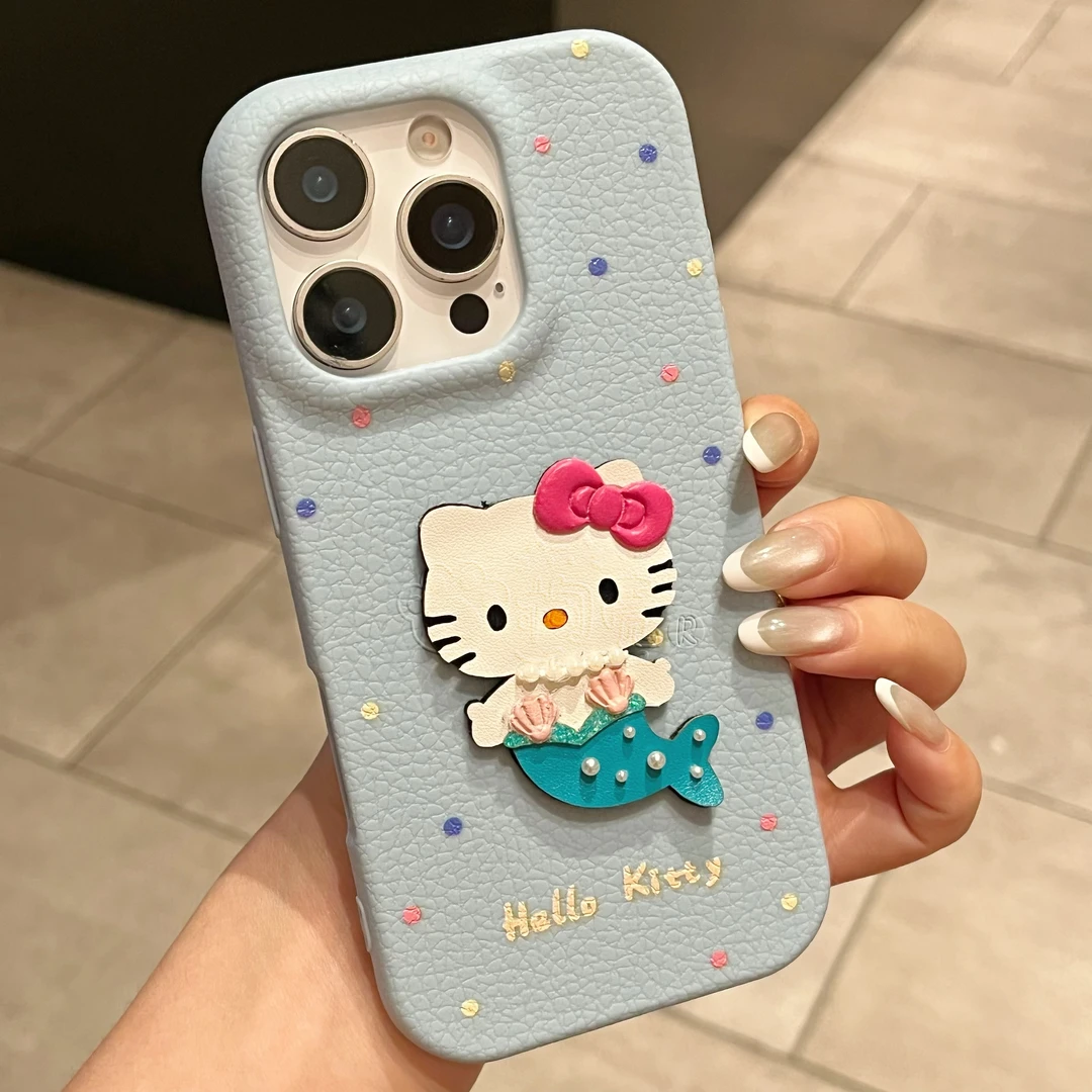 卡通皮纹美人鱼KT猫适用苹果16手机壳华为/荣耀/OPPO/vivo/小米