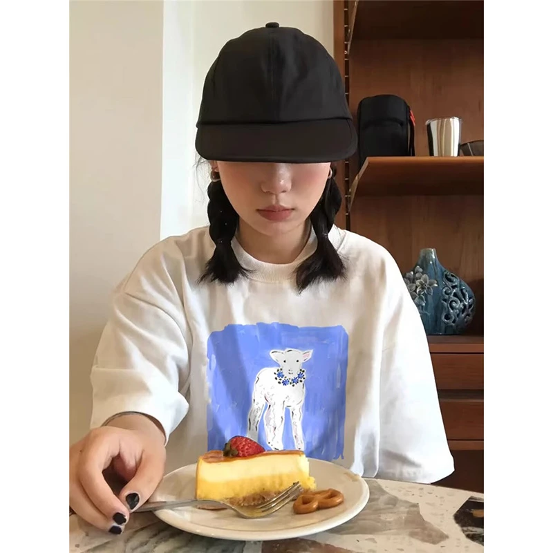 胖mm300斤欧货美式潮牌趣味短袖t恤女2025新款设计感小众半袖上衣