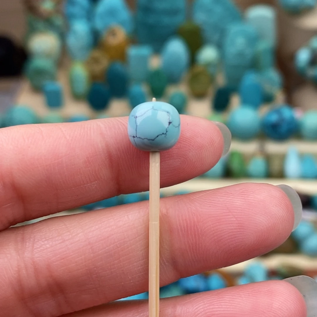 绿松石珠宝奇石未镶嵌9mm