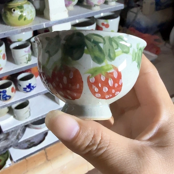 景德镇陶瓷手工手绘花口杯