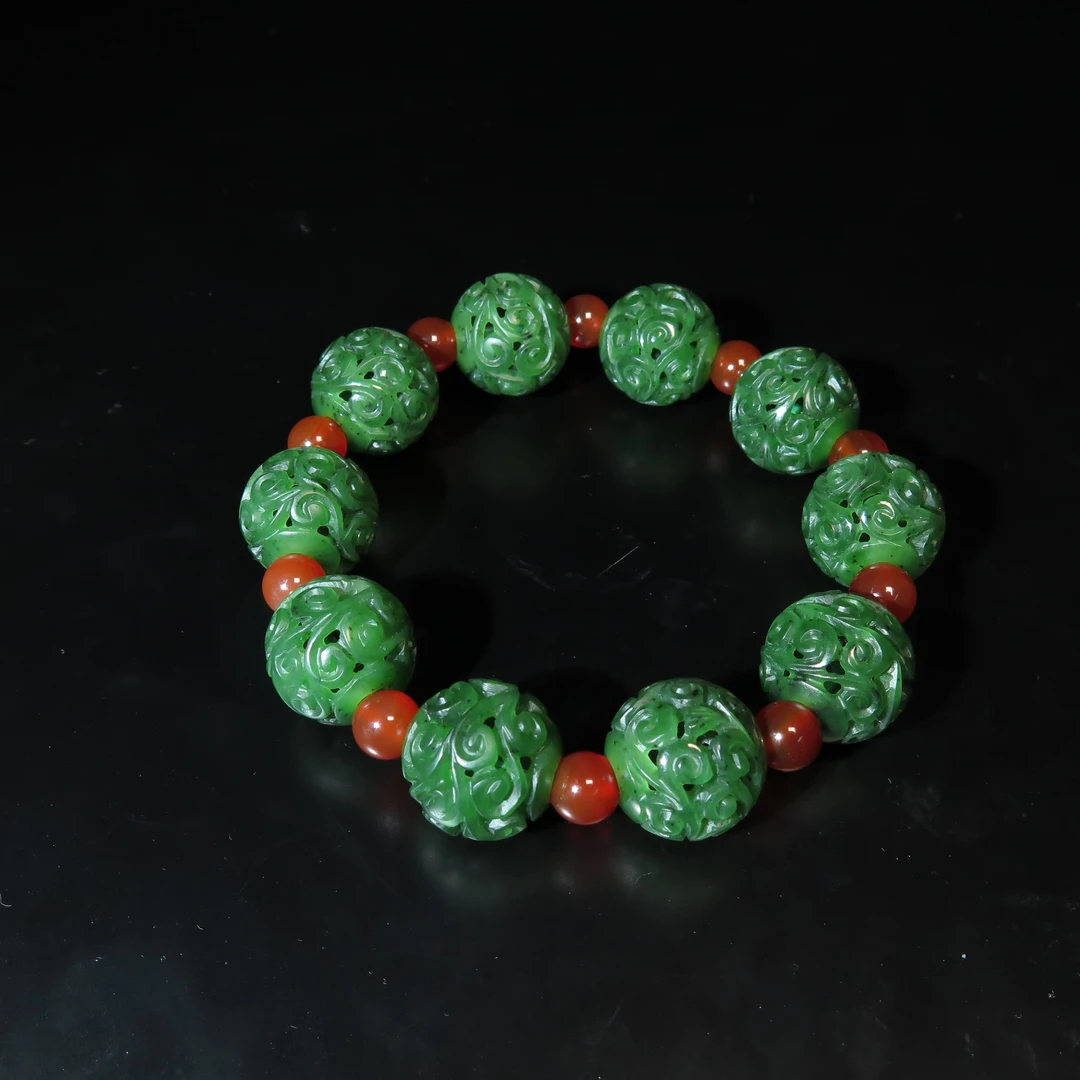 民国碧玉串饰/MZ537576/和田玉/民族文物