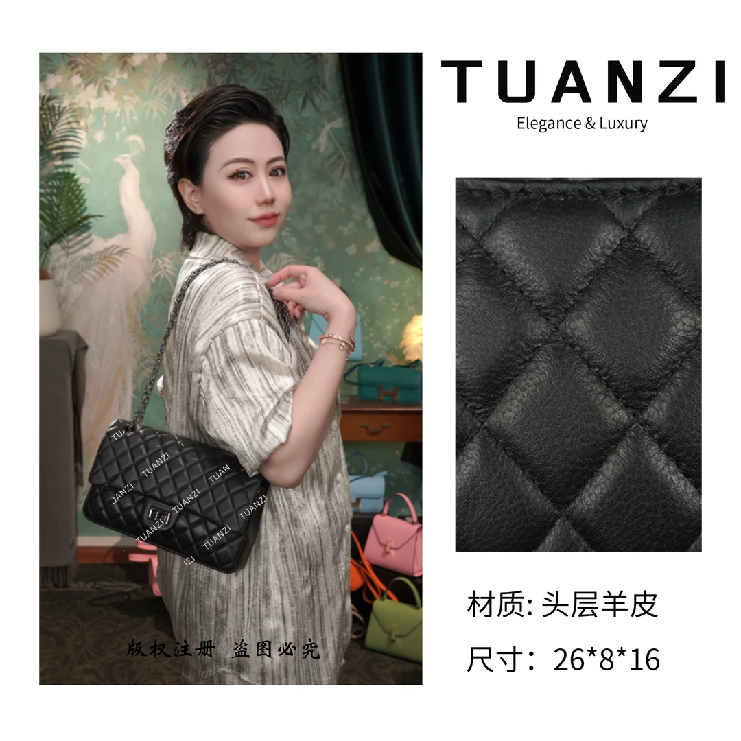 『26cm』手提斜挎腋下TUAN′ZI定制真皮女包 SLBL-BW010-羊皮黑色