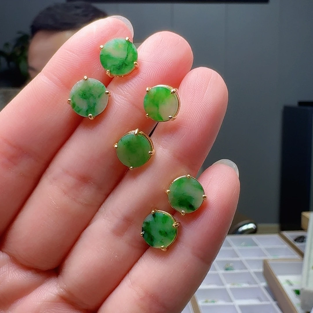 翡翠银S925镶嵌耳饰多样性发货其一