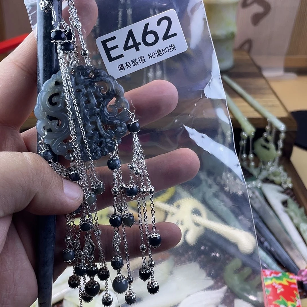 蛇纹石玉发饰未镶嵌可*粉