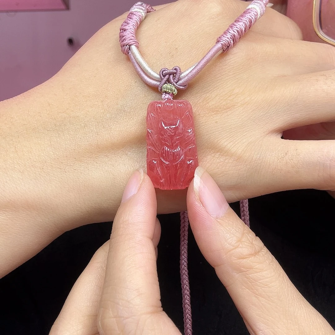 菱锰矿（红纹石）未镶嵌项链雕刻漏