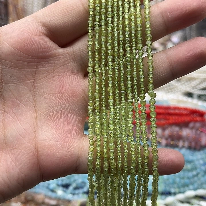 未镶嵌玛瑙/玉髓珠宝半成品一条2.5mm左右橄榄石刻面