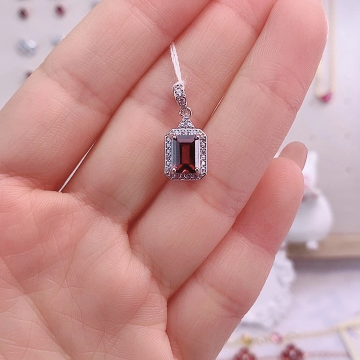 石榴石颈饰银S925镶嵌