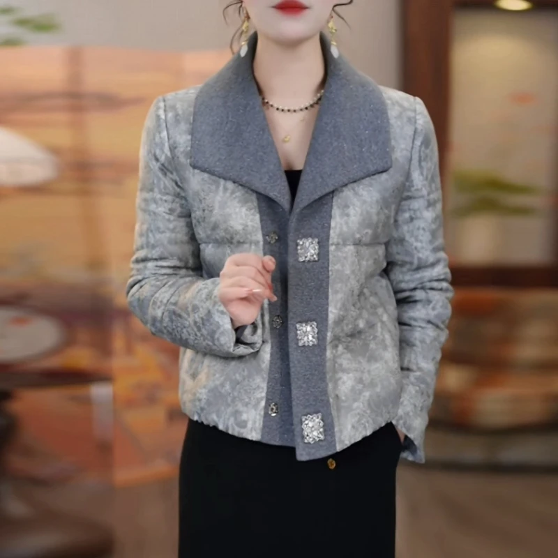 提花缎夹棉加厚保暖短款外套2025冬季新款时尚新中式国风气质棉袄