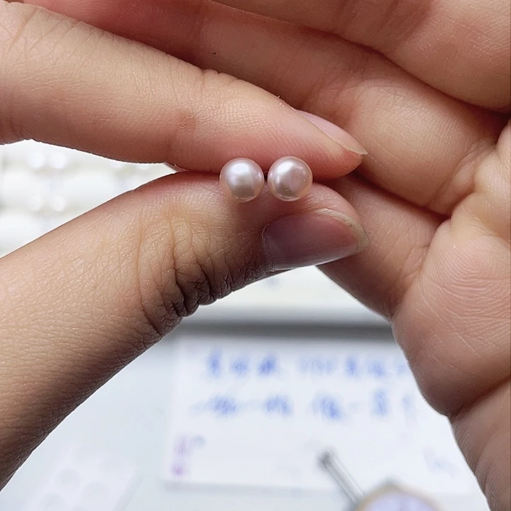 淡水珍珠耳饰银S925镶嵌用****3