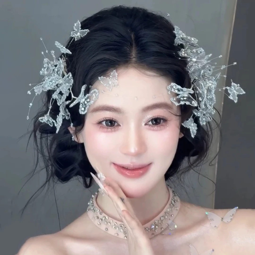 T7032新款水凝胶仙气高级头饰新娘结婚西式晨袍礼服发饰影楼写真