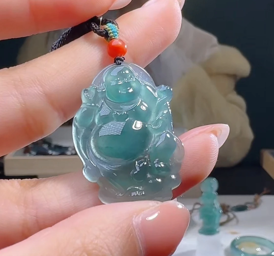 天然A货翡翠布袋佛