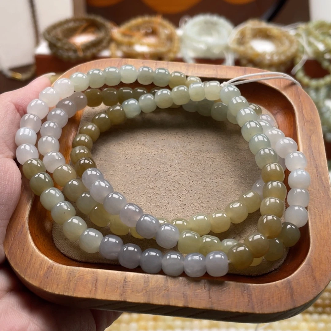 和田玉未镶嵌毛衣链珠串6*7mm