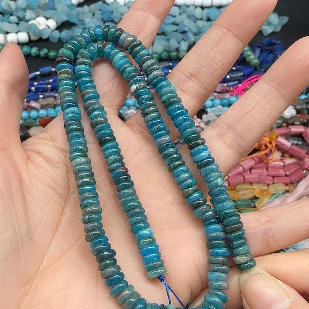 玛瑙/玉髓珠宝半成品合金蓝磷灰6mm一条算盘