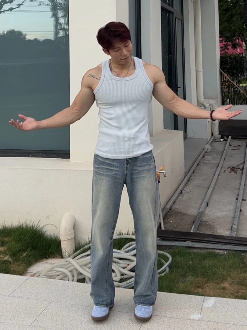 ULTISO本源 美式高盎司水洗猫须牛仔裤直筒宽松cleanfit休闲百搭