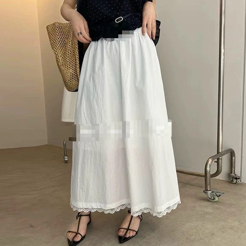 韩代简约蕾丝拼接半身裙女夏2025