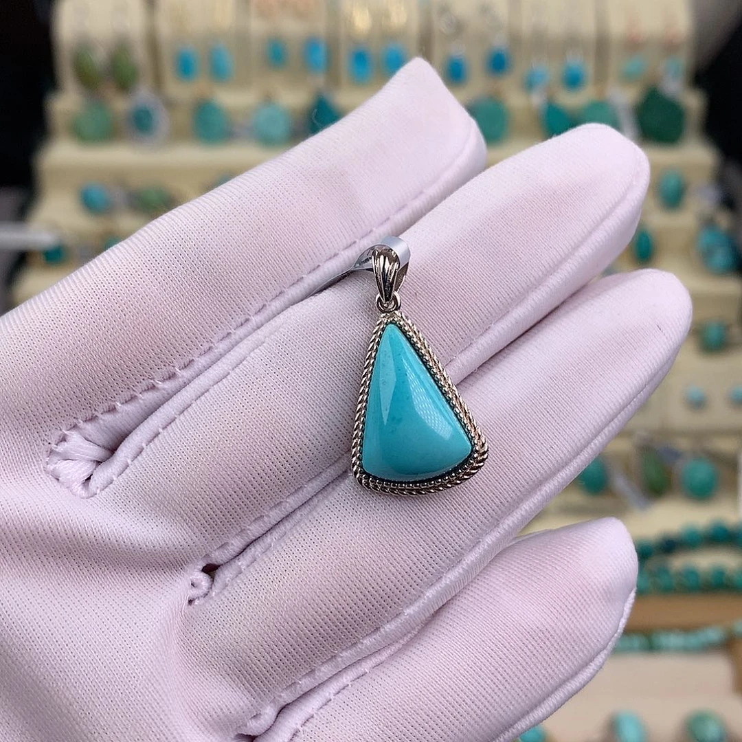 绿松石银S925镶嵌颈饰